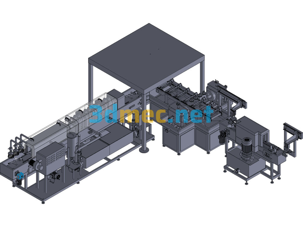 Automobile Long Bell Housing Cleaning And Testing Line - 3D Model Exported Free Download