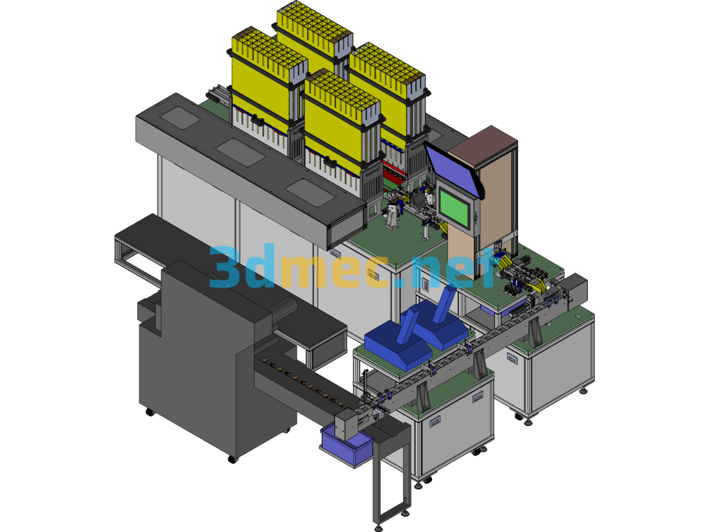 Biscuit Inspection, Sorting And Packaging Production Line - 3D Model Exported Free Download