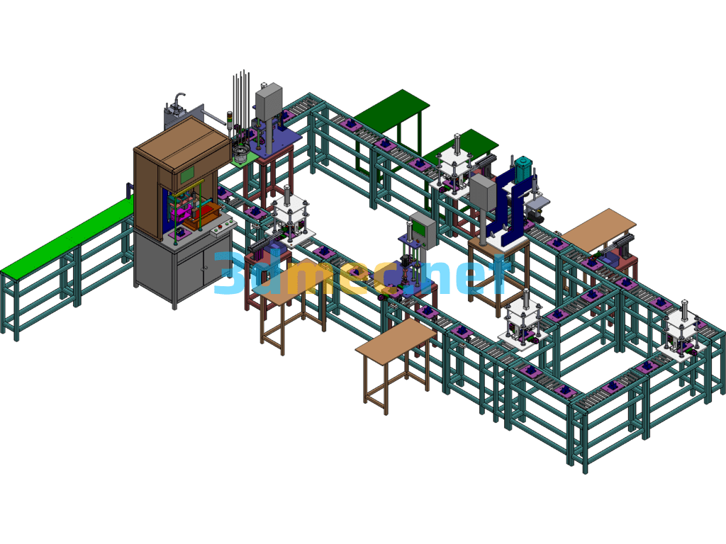 Water Shut-Off Valve Production Line (Sorting, Assembly And Testing Functional Equipment) - 3D Model SolidWorks Free Download