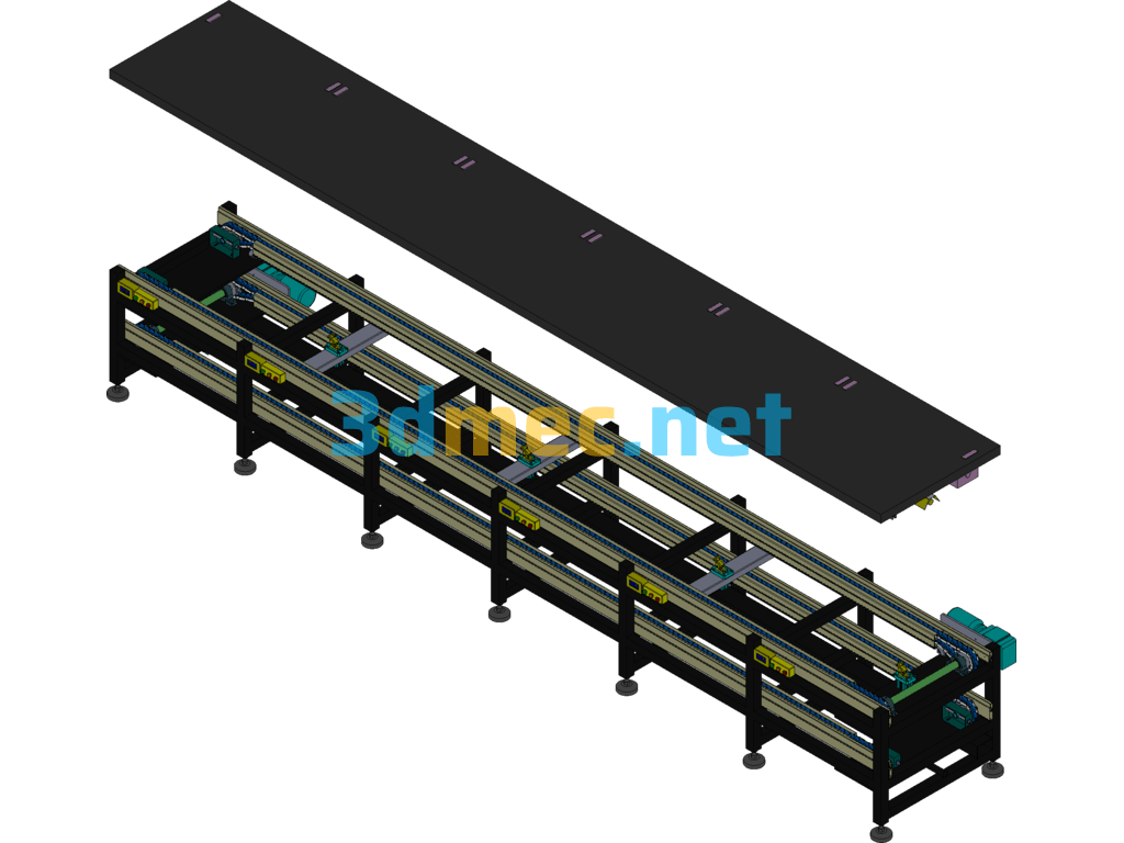 Double-Layer Double Speed Chain Conveyor Line - 3D Model SolidWorks Free Download