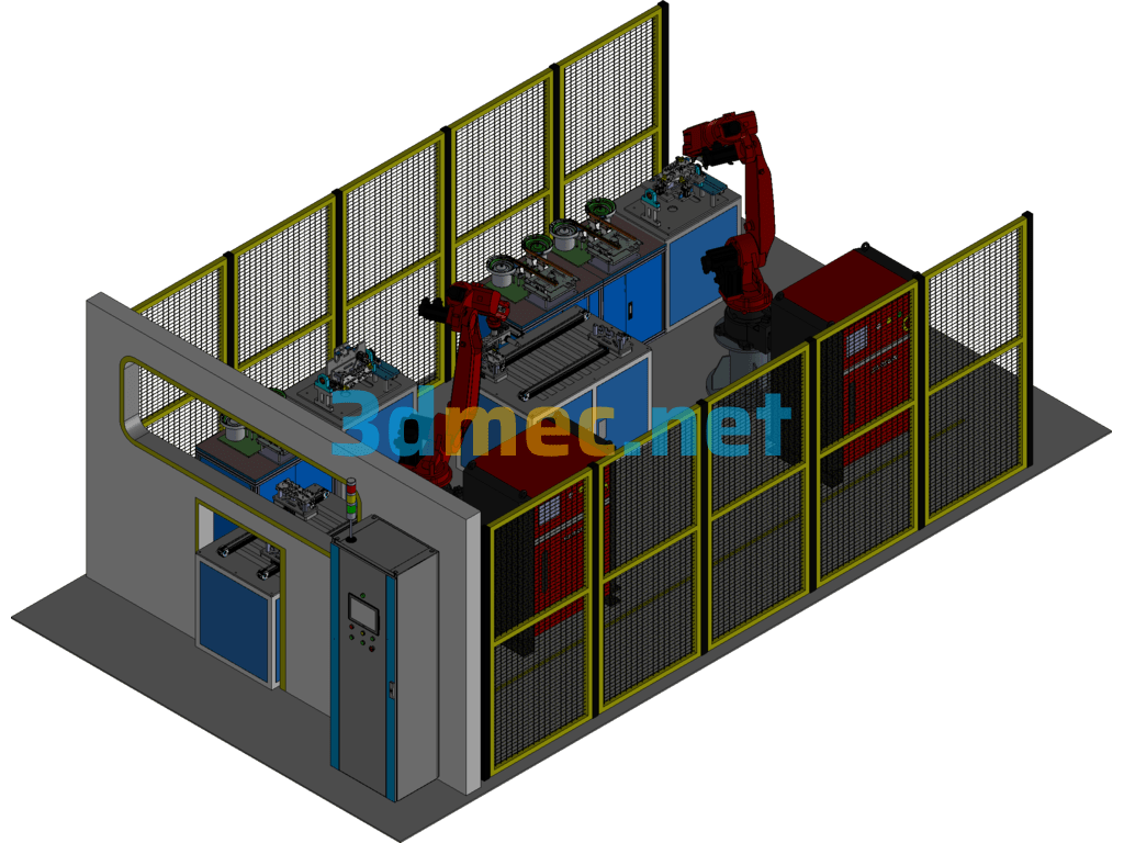 Robot Collaborative Assembly Line - 3D Model Exported Free Download