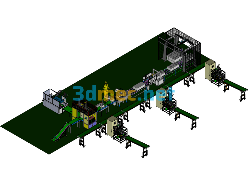 Injection Molding Inspection And Packaging Automatic Production Line - 3D Model SolidWorks Free Download