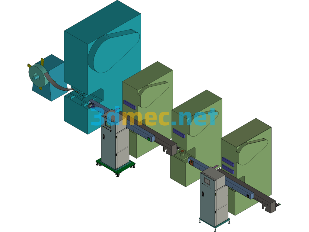 Metal Parts Automatic Stamping Line - 3D Model Exported Free Download