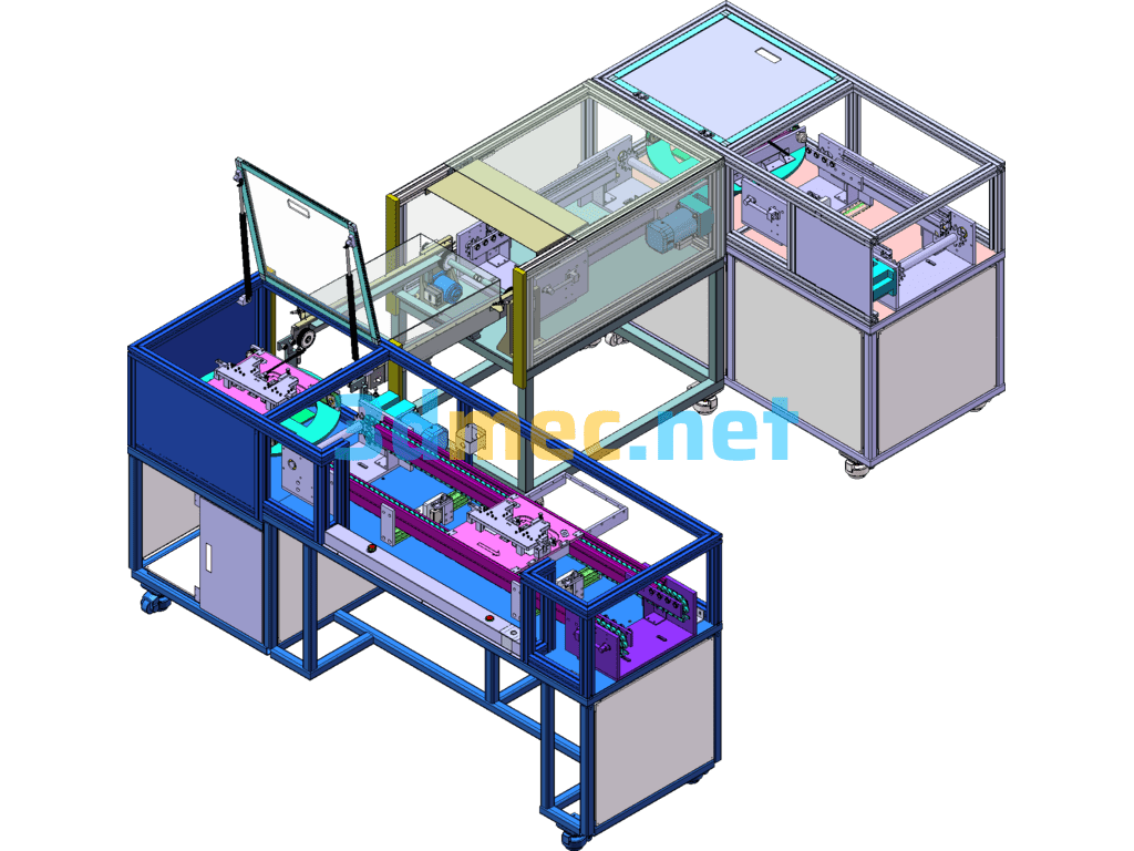 90 Degree Assembly Conveyor Line - 3D Model SolidWorks Free Download