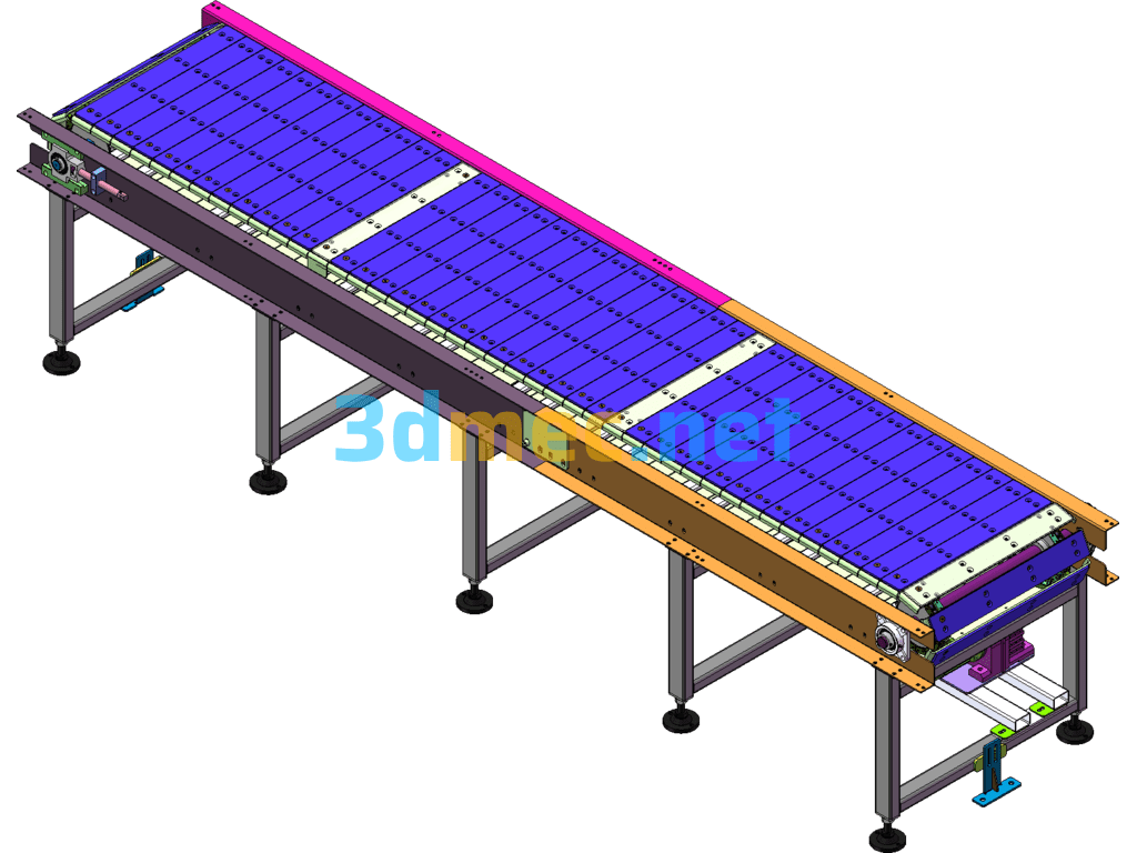 Detailed Plate Chain Conveyor Line - 3D Model SolidWorks Free Download