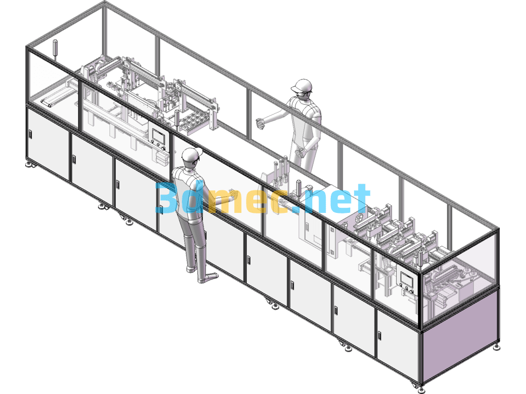 Triple Fan Automatic Assembly Line - 3D Model SolidWorks Free Download