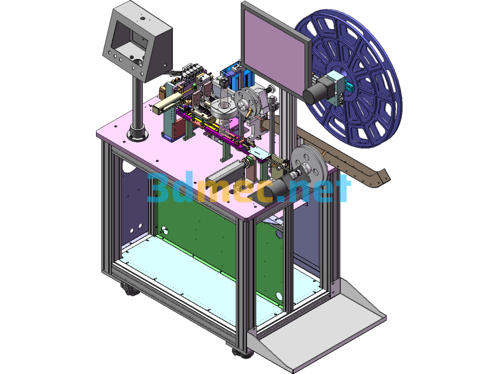 Mobile Phone Terminal Cutting, Blanking, Bending, CCD Detection, Automatic Packaging Machine - 3D Model SolidWorks Free Download