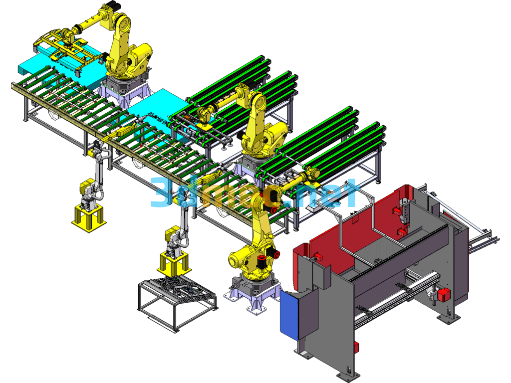 Robot Production Line/Door Panel Bending And Welding Production Line - 3D Model SolidWorks Free Download