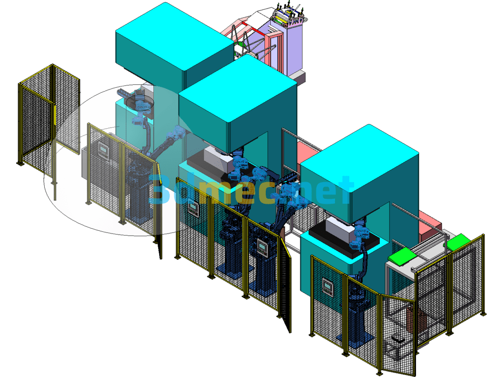 Robot Loading And Unloading Solution For Stamping Line - 3D Model SolidWorks Free Download