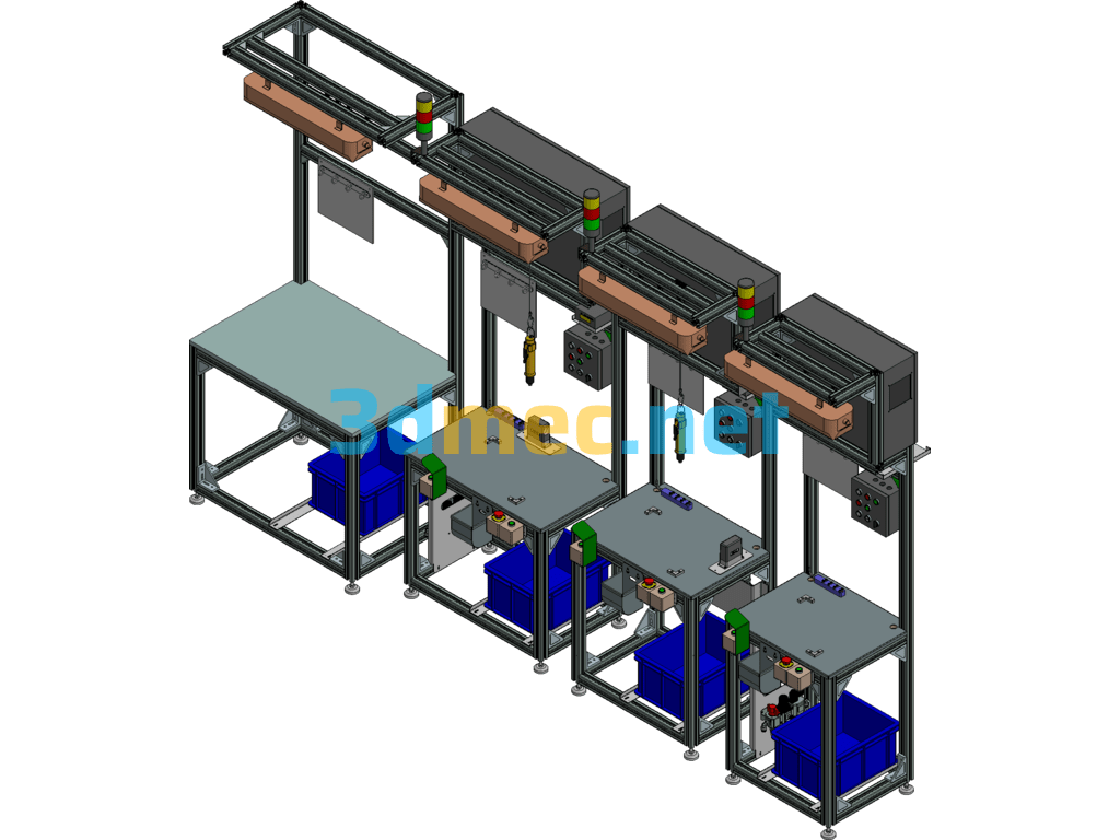 Aluminum Profile Shelf Operating Table Workbench - 3D Model Exported Free Download