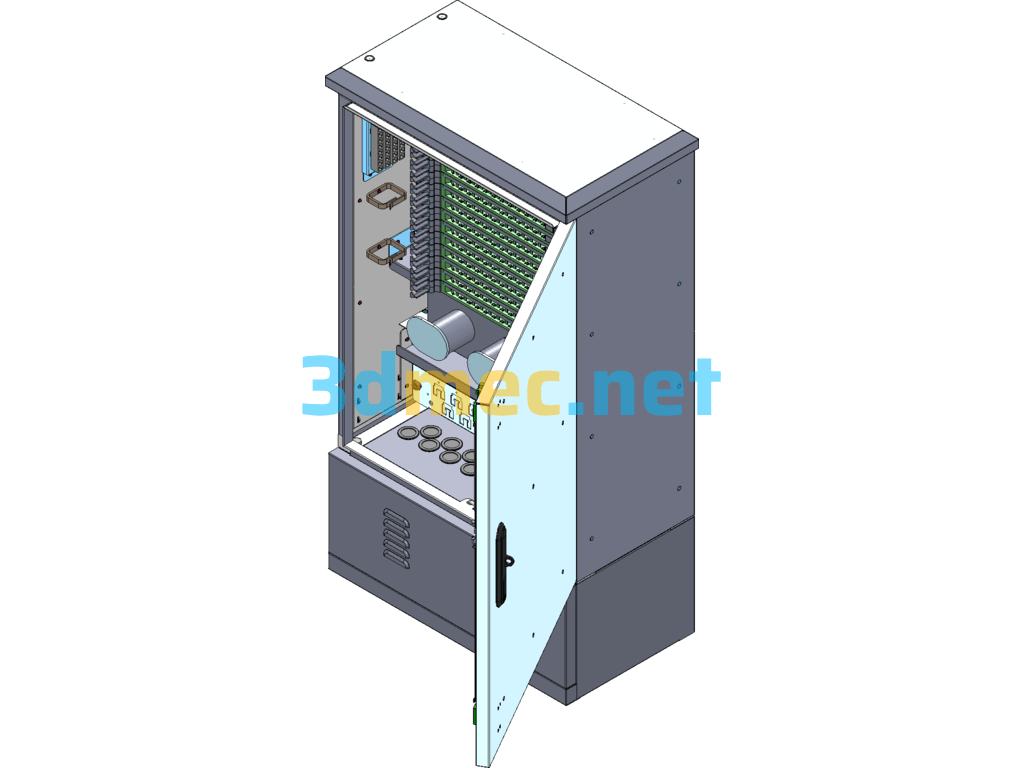 144 Core Stainless Steel Optical Cable Junction Box - 3D Model SolidWorks AutoCAD.Mechanical Free Download