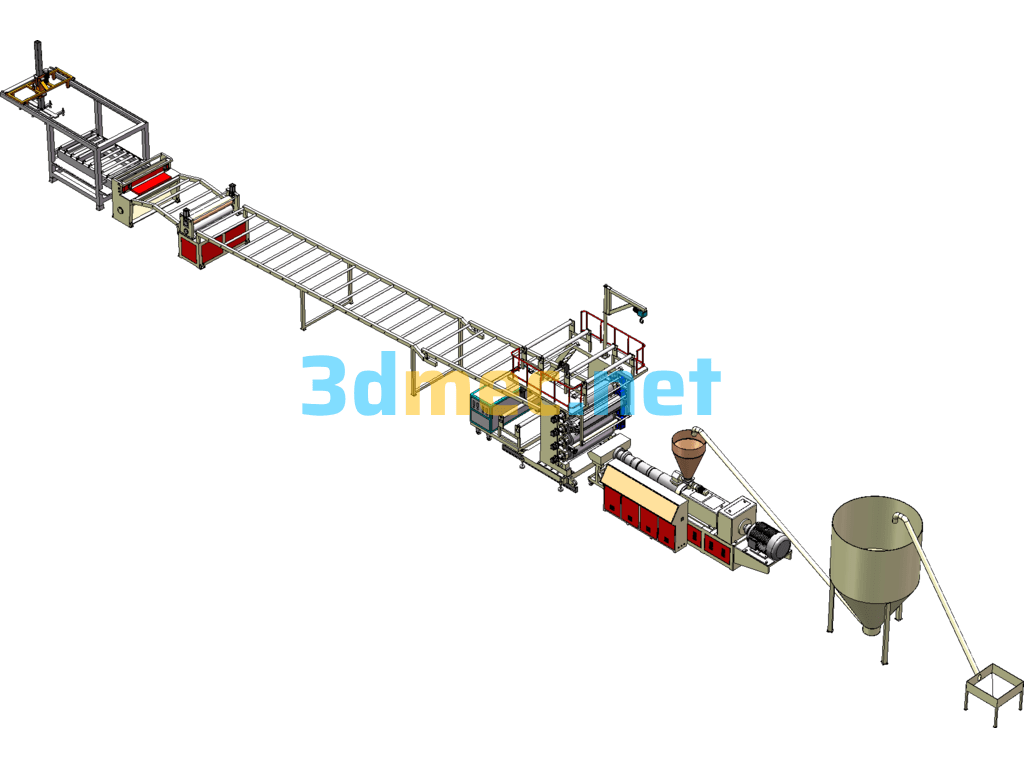 Floor Production Line (Including Extruder/Calender/Laminator) - 3D Model SolidWorks Free Download