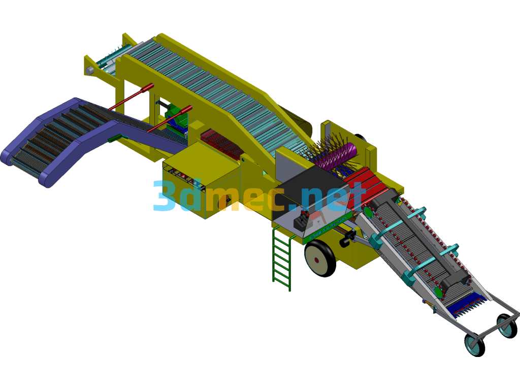 Harvester With Conveyor Belt Mechanism - 3D Model SolidWorks Free Download