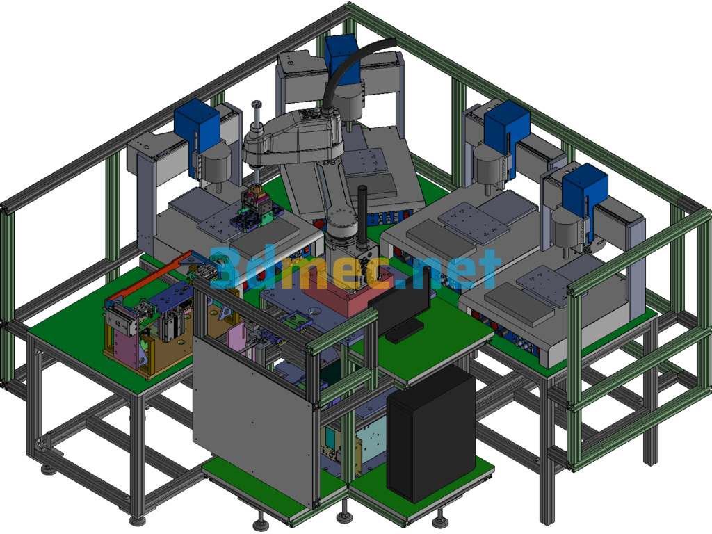 Robot Automatic Handling System (6 Workstations) - 3D Model Exported Free Download