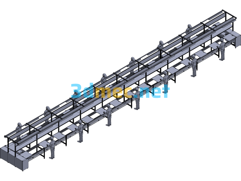 Double Speed Chain Production Line - 3D Model SolidWorks Free Download