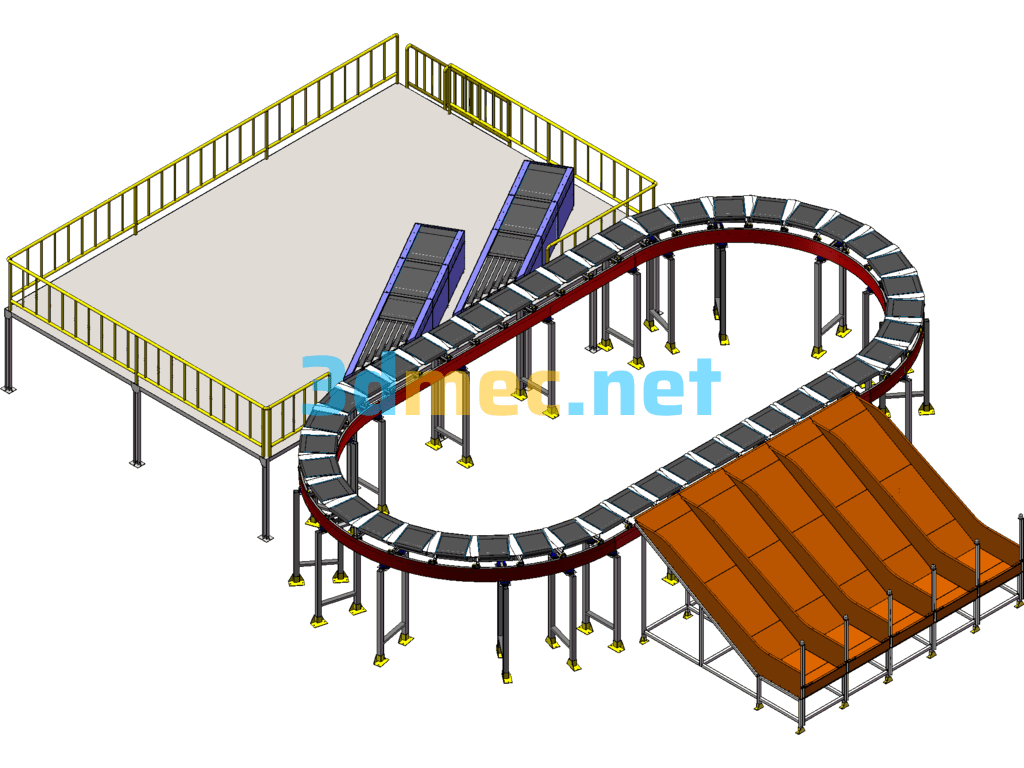 Cross-Belt Automatic Sorting Machine (Very Detailed Model) - 3D Model SolidWorks Free Download