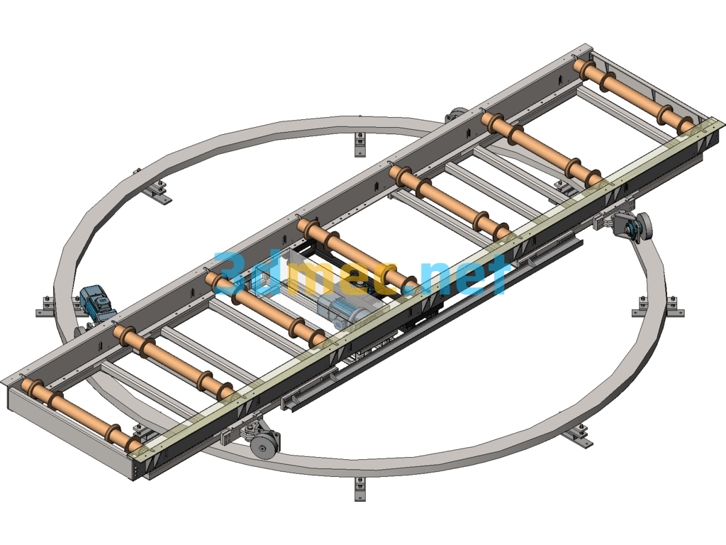 360° Roller Conveyor For Automobile Factory - 3D Model SolidWorks Free Download