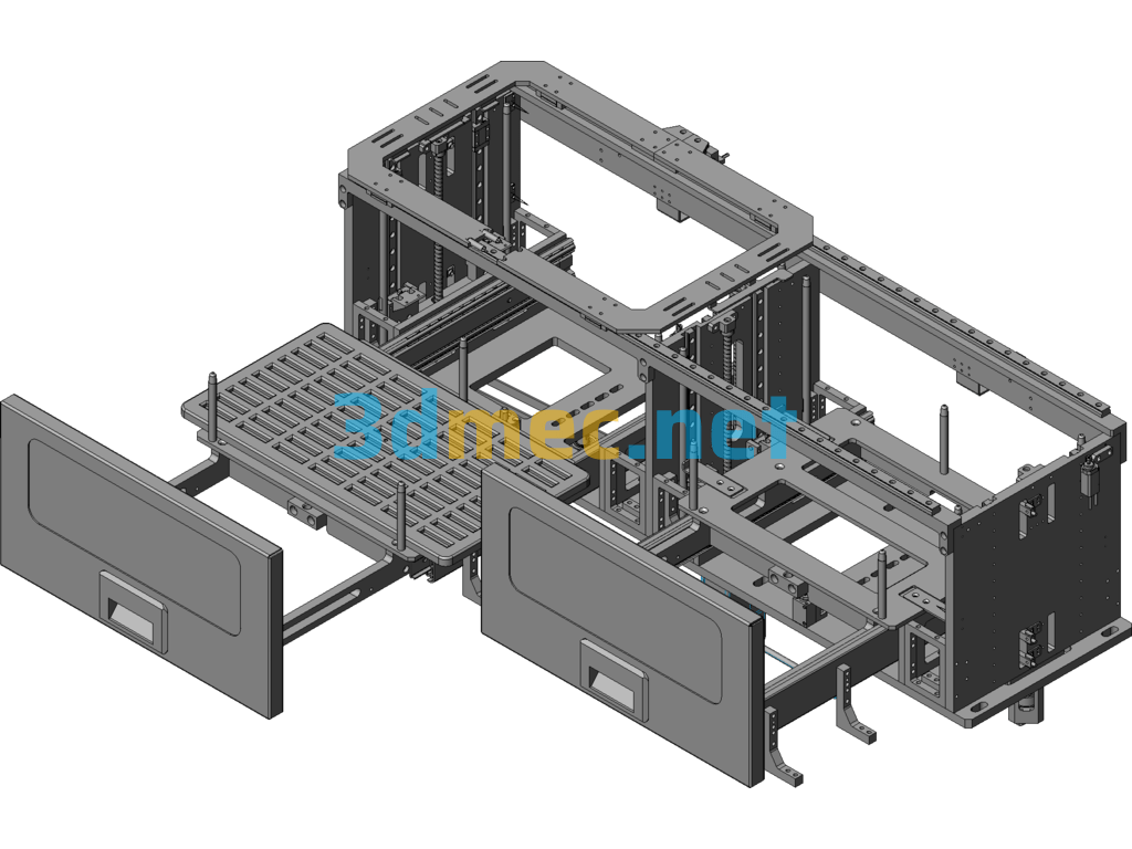 Pull-Out Loading And Unloading Mechanism-Hard Material Tray Loading Conveyor - 3D Model SolidWorks Free Download