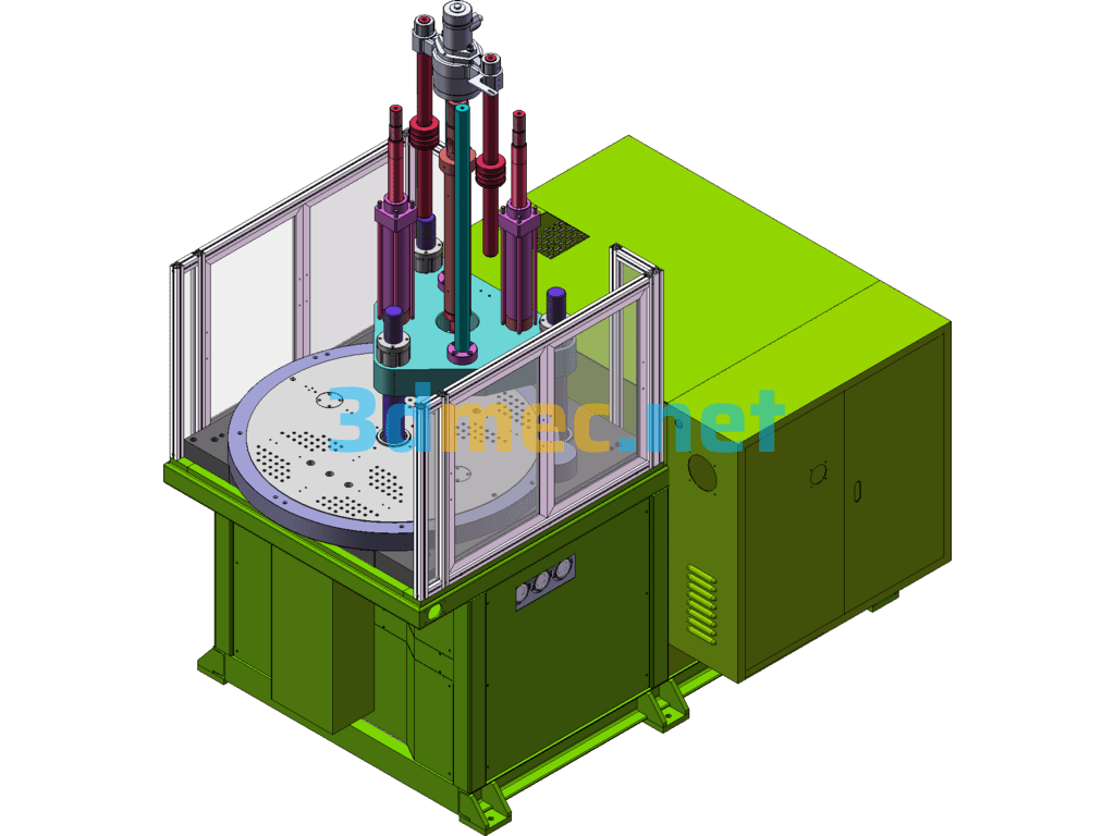 Vertical Disc Injection Molding Machine (55 Tons) - 3D Model SolidWorks Free Download