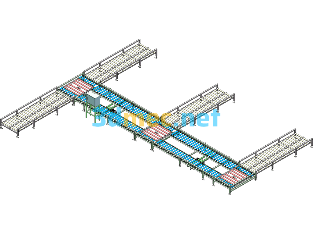 Merging Roller Table (Powered Roller Table) - 3D Model SolidWorks Free Download