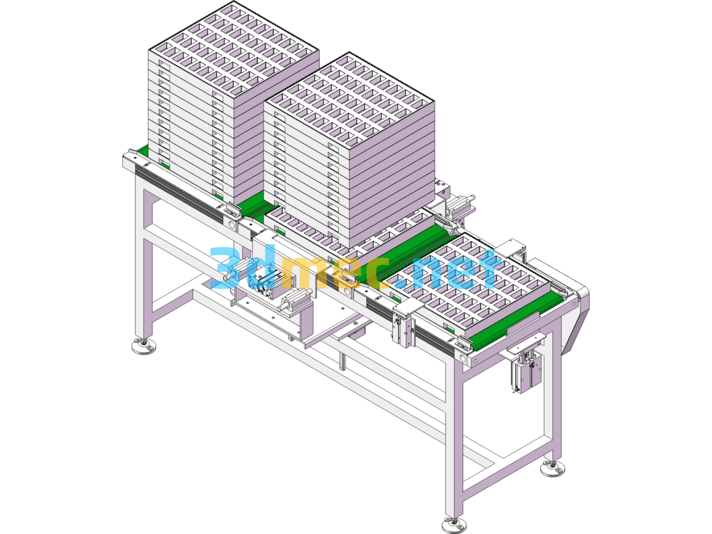 Automatic Palletizing And Stacking Conveyor Line - 3D Model SolidWorks ProE Free Download