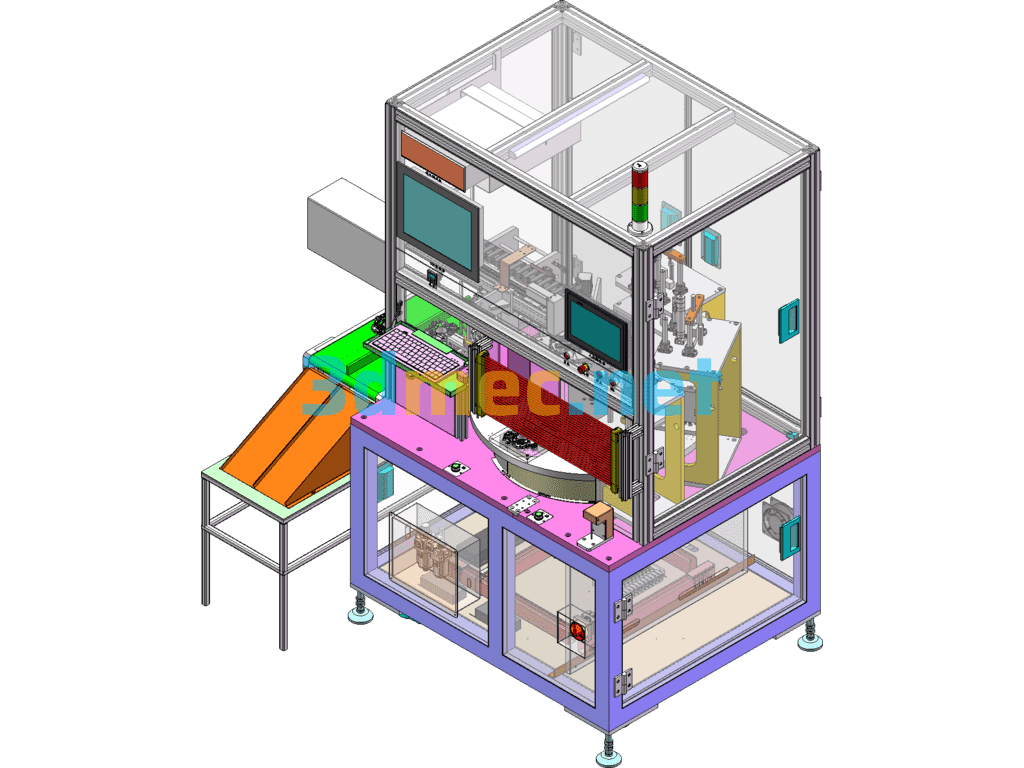 Automatic Electrical Testing Equipment, Six-Station Turntable Electrical Testing Machine - 3D Model SolidWorks Free Download