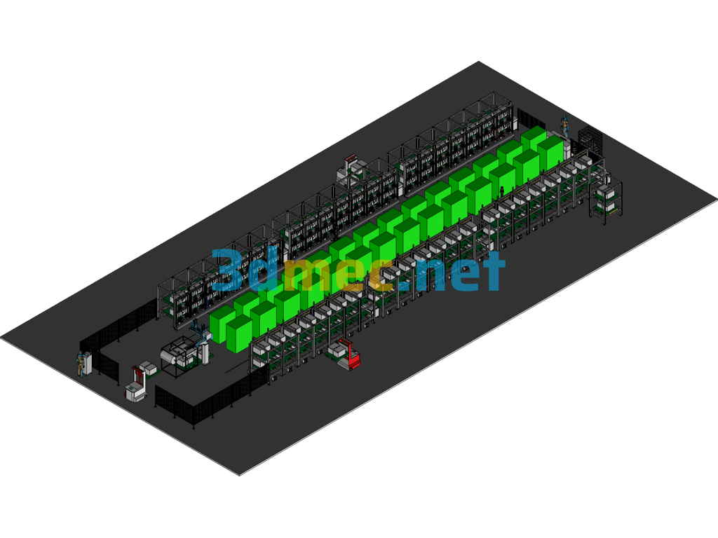 Battery Charging Test Line - 3D Model Exported Free Download