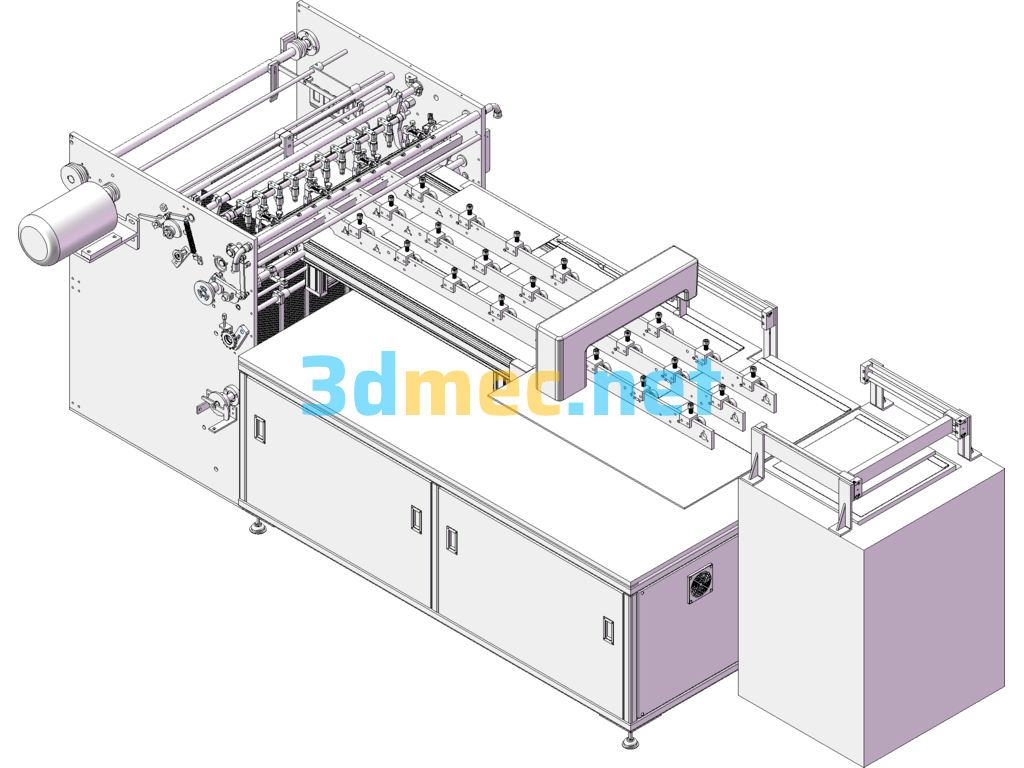 Automatic Folding, Sewing And Thread Cutting Equipment For Cloth Rolling - 3D Model SolidWorks Free Download