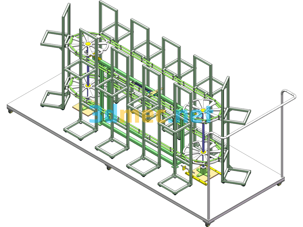 Ten-Station Pneumatic Circular Turntable Trolley - 3D Model SolidWorks Free Download