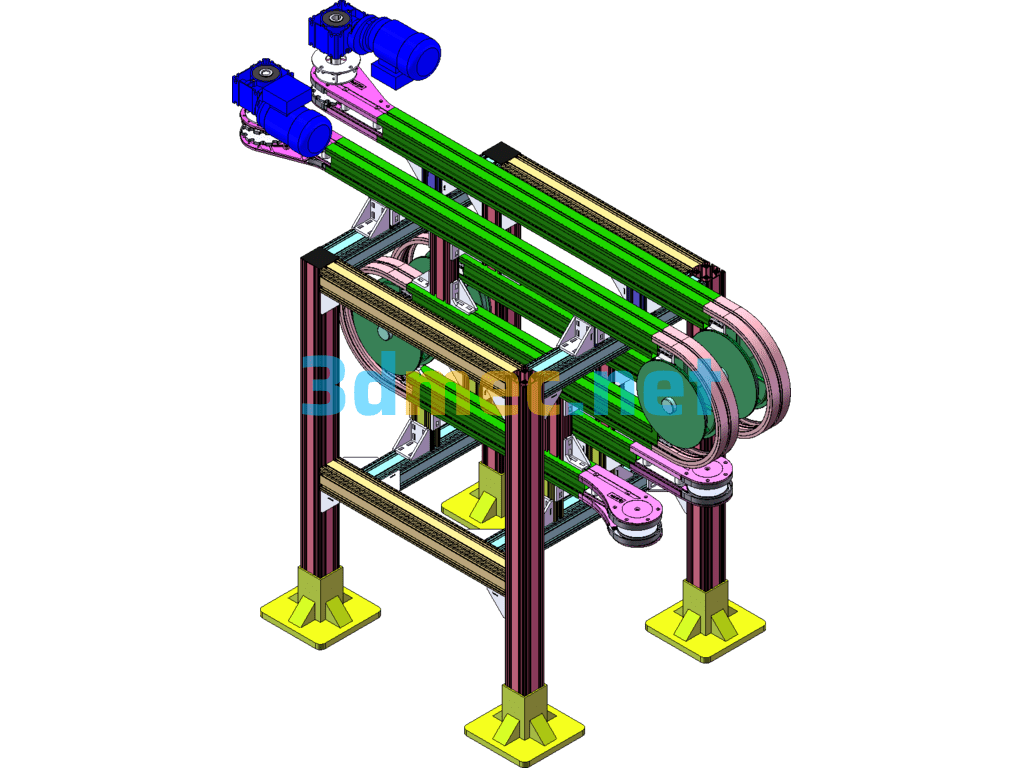 Bottle Clamping Conveyor / Bottle Clamping Chain Conveyor - 3D Model SolidWorks Free Download