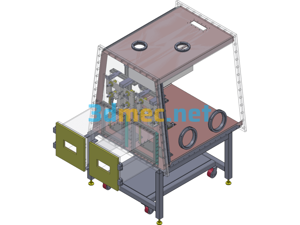 1.2m 8-Station Aluminum Shell Glove Box/Small Glove Box For Experiment - 3D Model SolidWorks Free Download