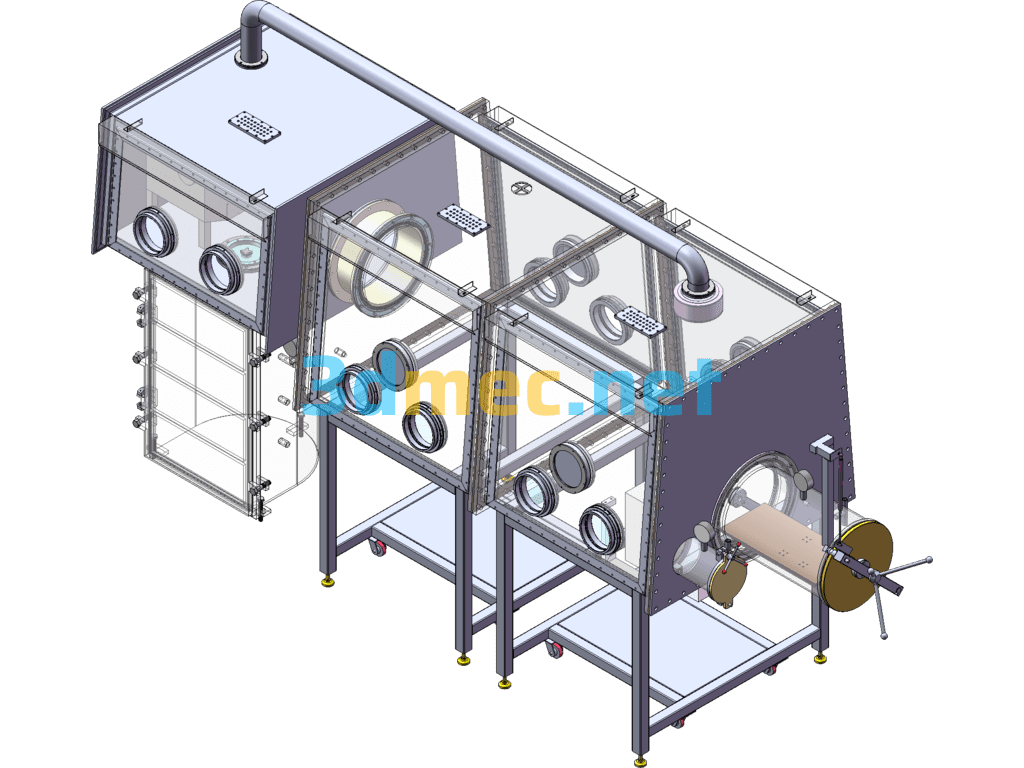 Semi-Automatic Standard Glove Box With Lithium Battery/Standard Glove Box With Electric Liquid Tank - 3D Model SolidWorks Free Download