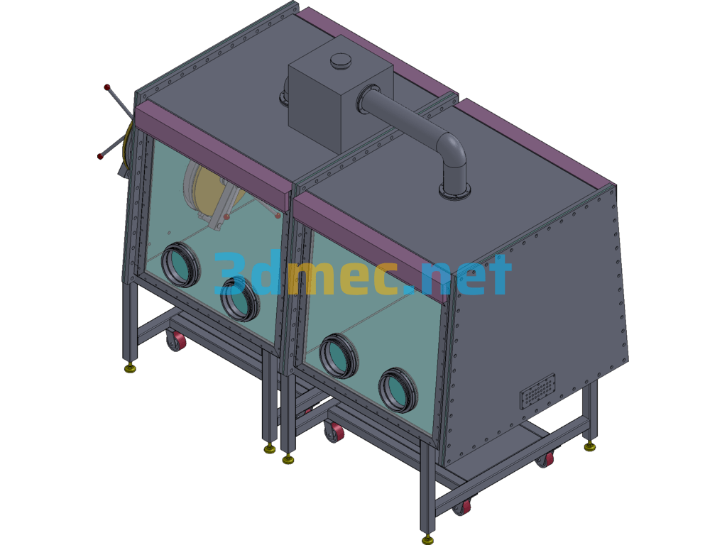 Standard Glove Box Without Electric Fluid Compartment - 3D Model SolidWorks Free Download