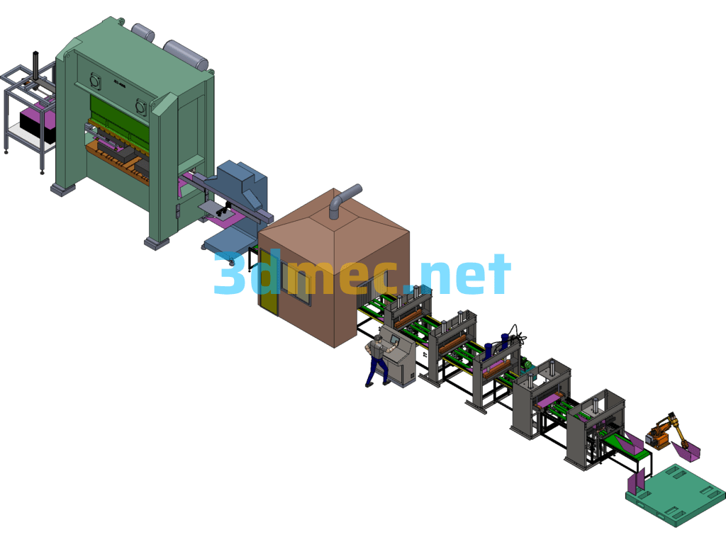 Automatic Bending Production Line For Electrical Housing - 3D Model SolidWorks Free Download