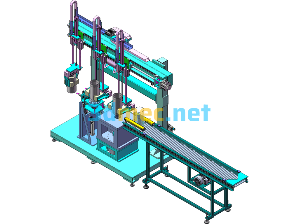 Automatic Precision Hole Expansion Production Line For Pipes - 3D Model SolidWorks Free Download