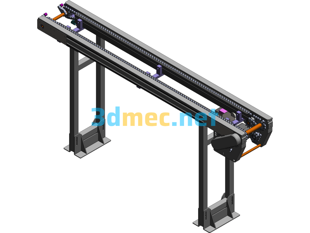 Double Speed Chain Conveyor 19.05 Pitch Chain (2.5 Times Speed Chain) - 3D Model SolidWorks Free Download