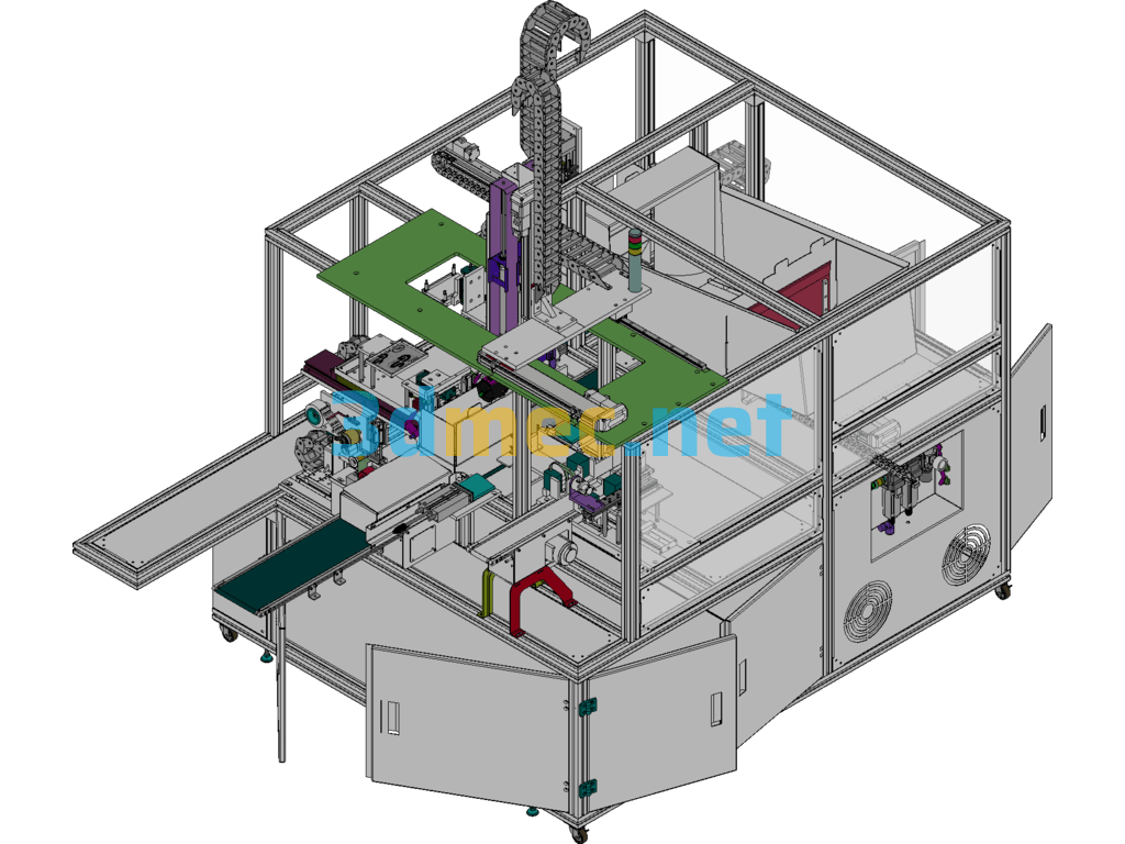 Automatic Carton Bending And Packing Machine, Printing Toner Unpacking Machine - 3D Model SolidWorks Free Download