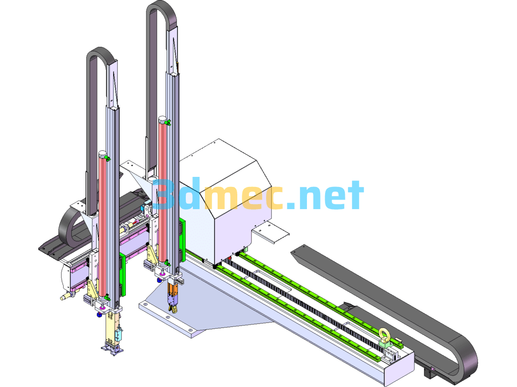 Injection Molding Machine Reclaimer Robot (Horizontal Machine-700W, Double Arm) - 3D Model SolidWorks Free Download