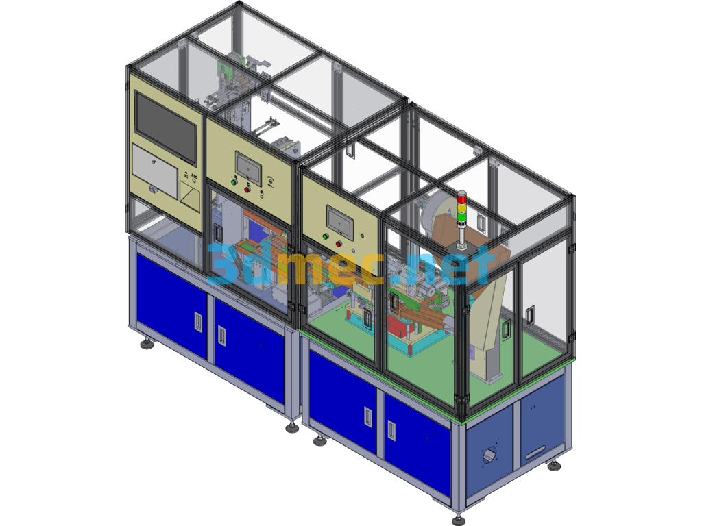 Battery Assembly Machine Green Paper Pasting Machine - 3D Model Exported Free Download