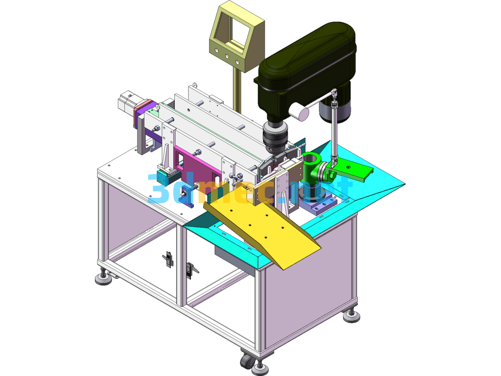 Automobile Brake Pad Drilling Machine - 3D Model SolidWorks Free Download