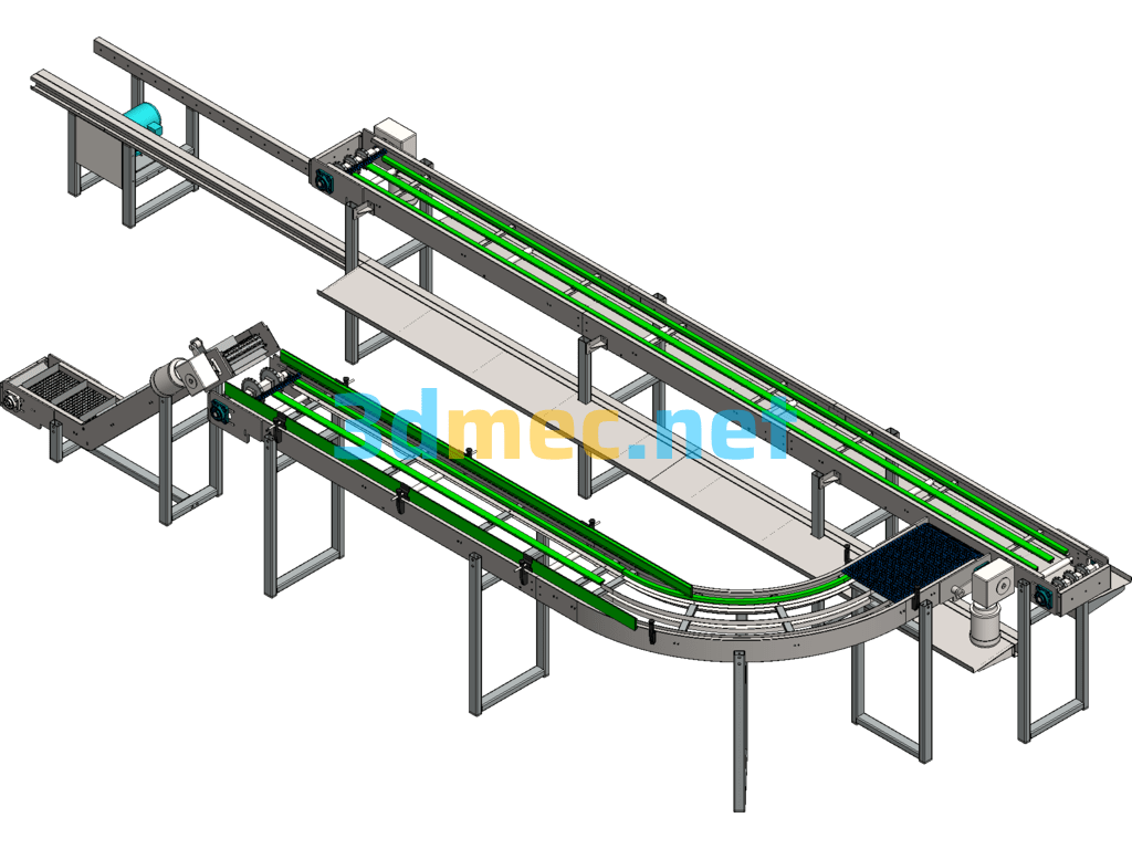 Plastic Flat Top Chain Plate Line - 3D Model SolidWorks Free Download