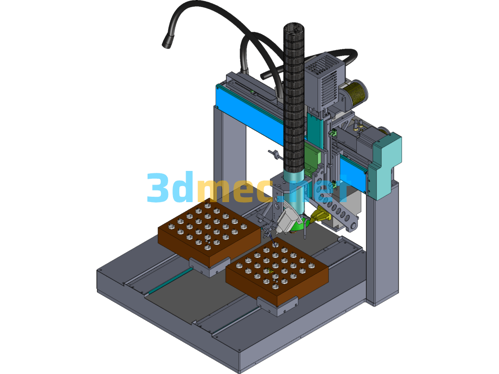 Three-Axis LED Lamp Lead Soldering Machine - 3D Model SolidWorks Free Download