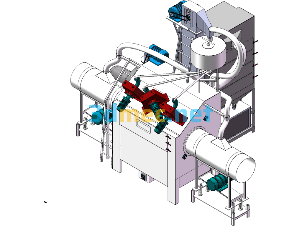 Drum Passing Shot Blasting Machine - 3D Model SolidWorks Free Download