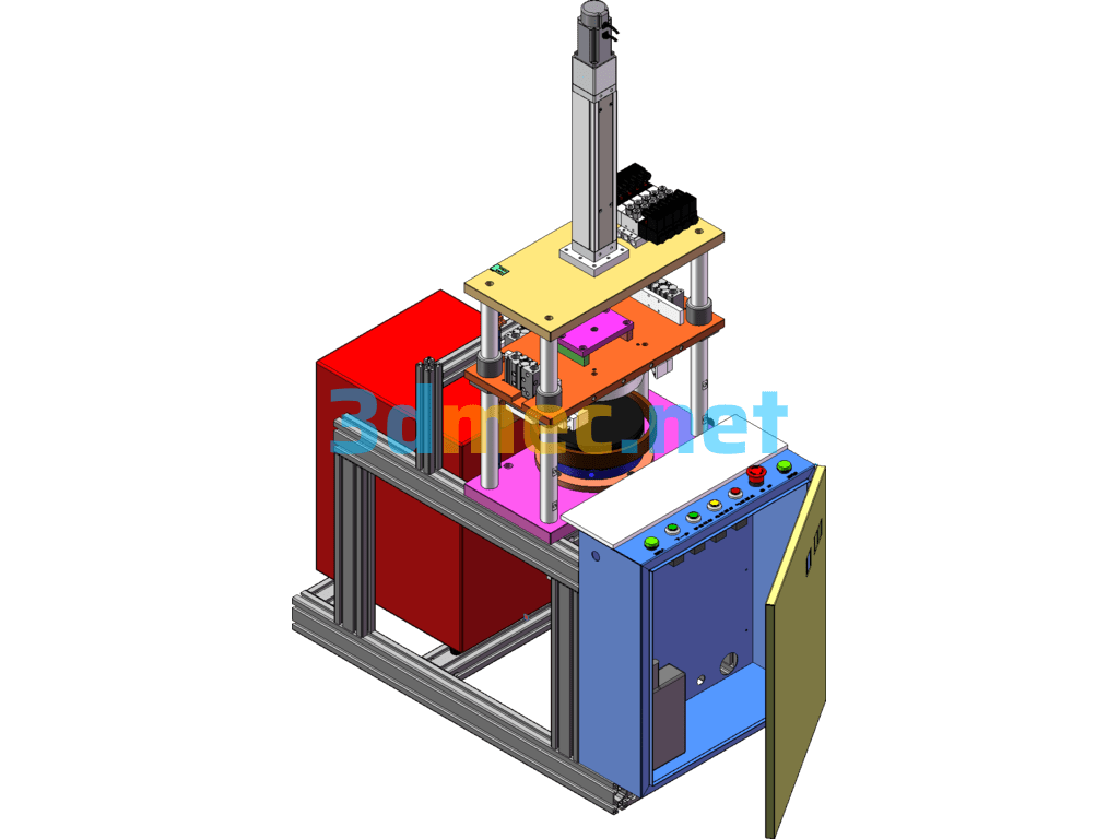 High Frequency Rotary Heating Glass Bending Equipment - 3D Model SolidWorks Free Download