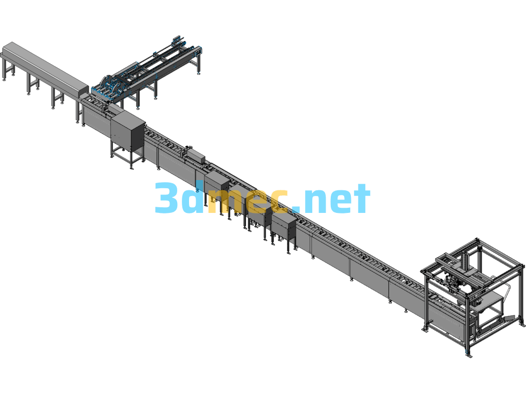 Silicon Crystal Rod Automatic Reversing Feeding Line And Sticking Line - 3D Model Exported Free Download