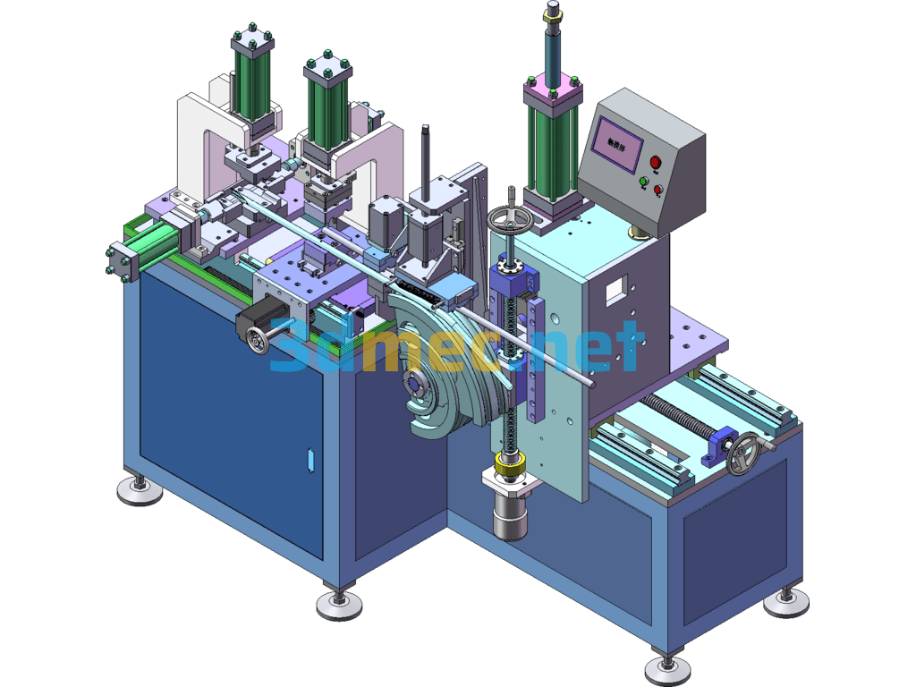 Automatic Pipe Bending Machine (Hanger Flattening, Punching, Pipe Bending Equipment) - 3D Model SolidWorks Free Download