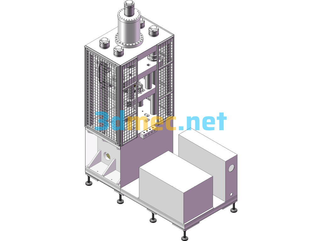 Hydraulic Press For Punching Bosses 1 Double-Bar Horizontal Side Processing Machine - 3D Model SolidWorks Free Download