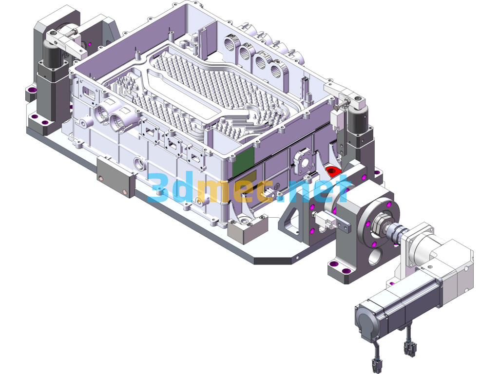 A Large Cylinder Fixture With A Rotating Mechanism - 3D Model SolidWorks Free Download