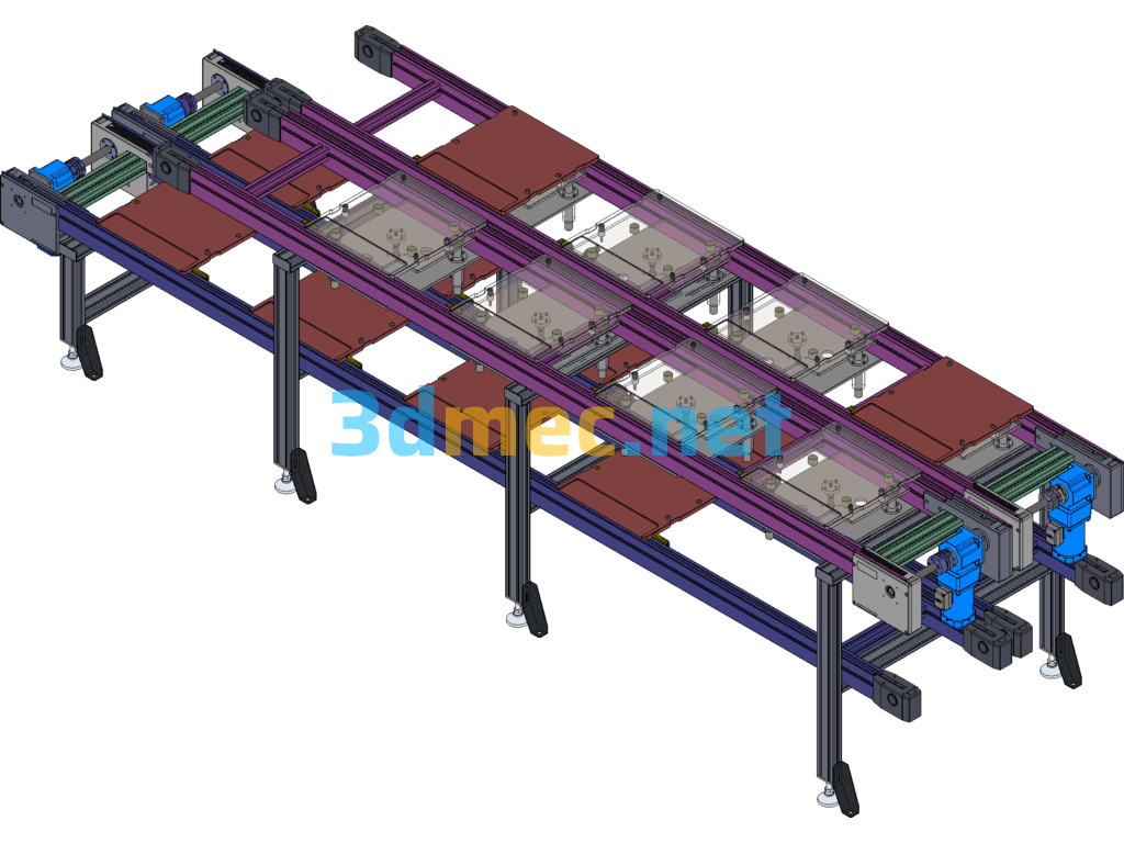 Double Row Upper And Lower Layer Double Speed Chain Line - 3D Model SolidWorks Free Download