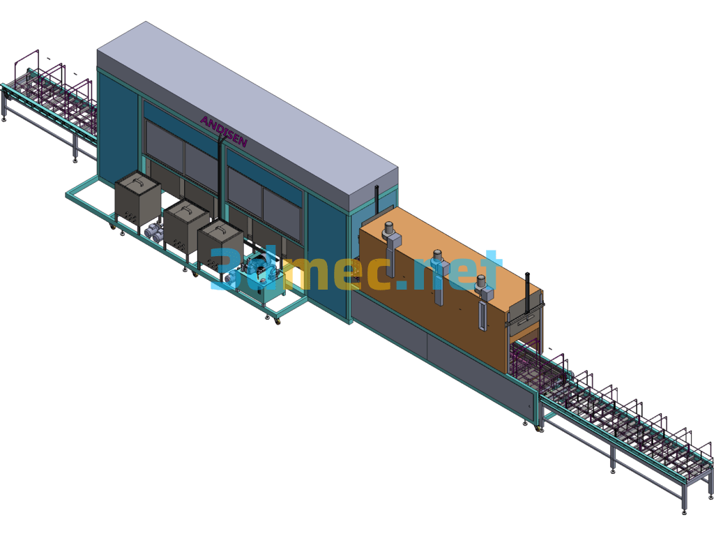 Ultrasonic Cleaning And Drying Automatic Line - 3D Model Exported Free Download